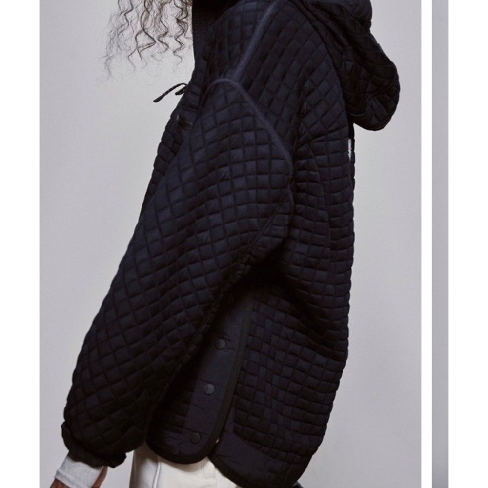 Free People Square Up Hooded Jacket Coat  Detail Black Size M NWT - Picture 5 of 12